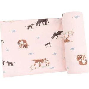 Angel Dear Cow Families Pink Swaddle Blanket